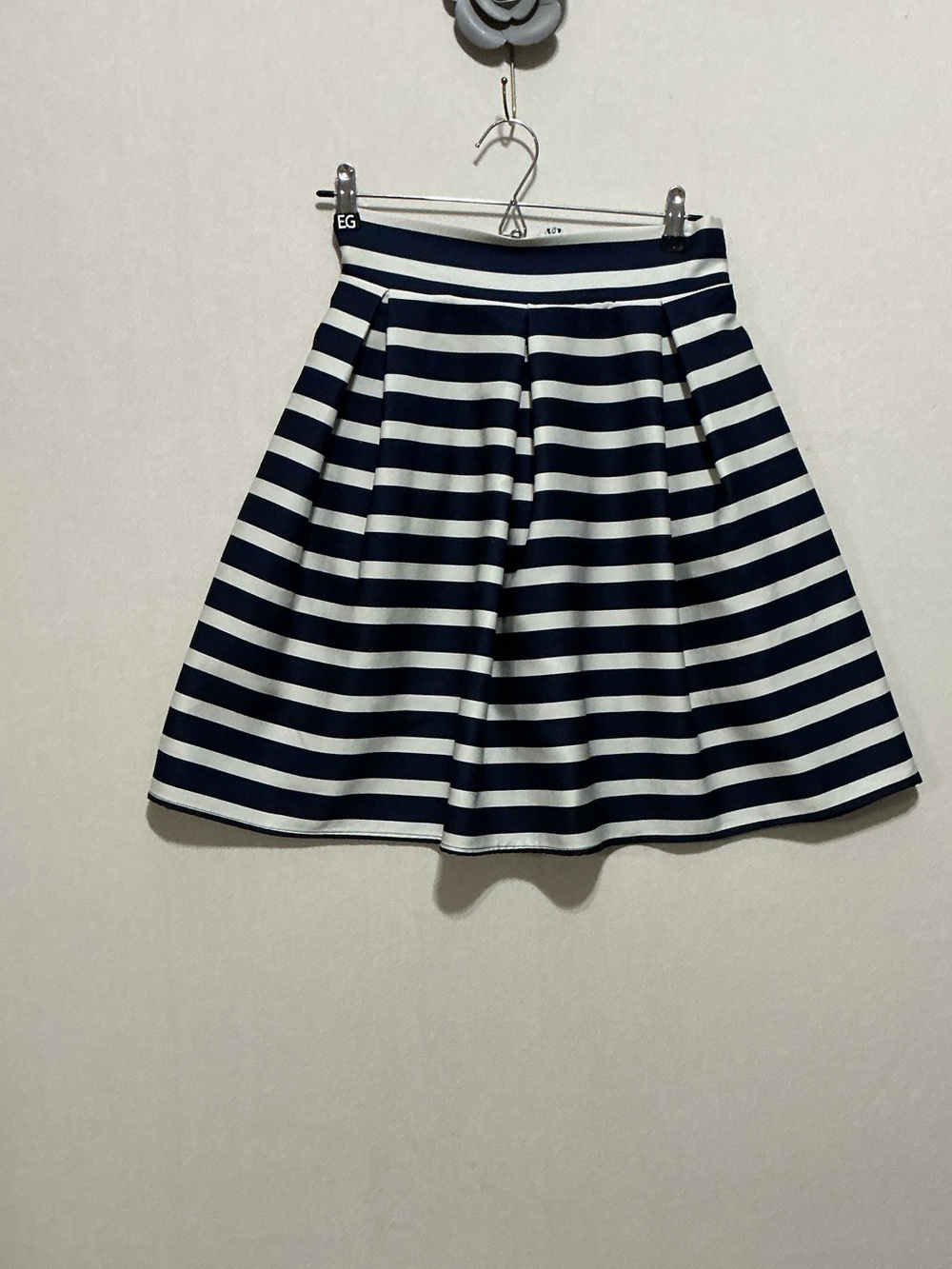 Chicwish Navy and White Striped A-Line Skirt